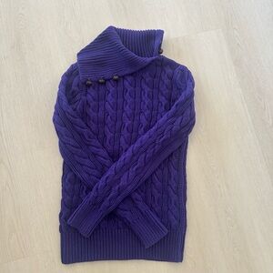 Ralph Lauren Purple Cable Knit Sweater with Button Detail